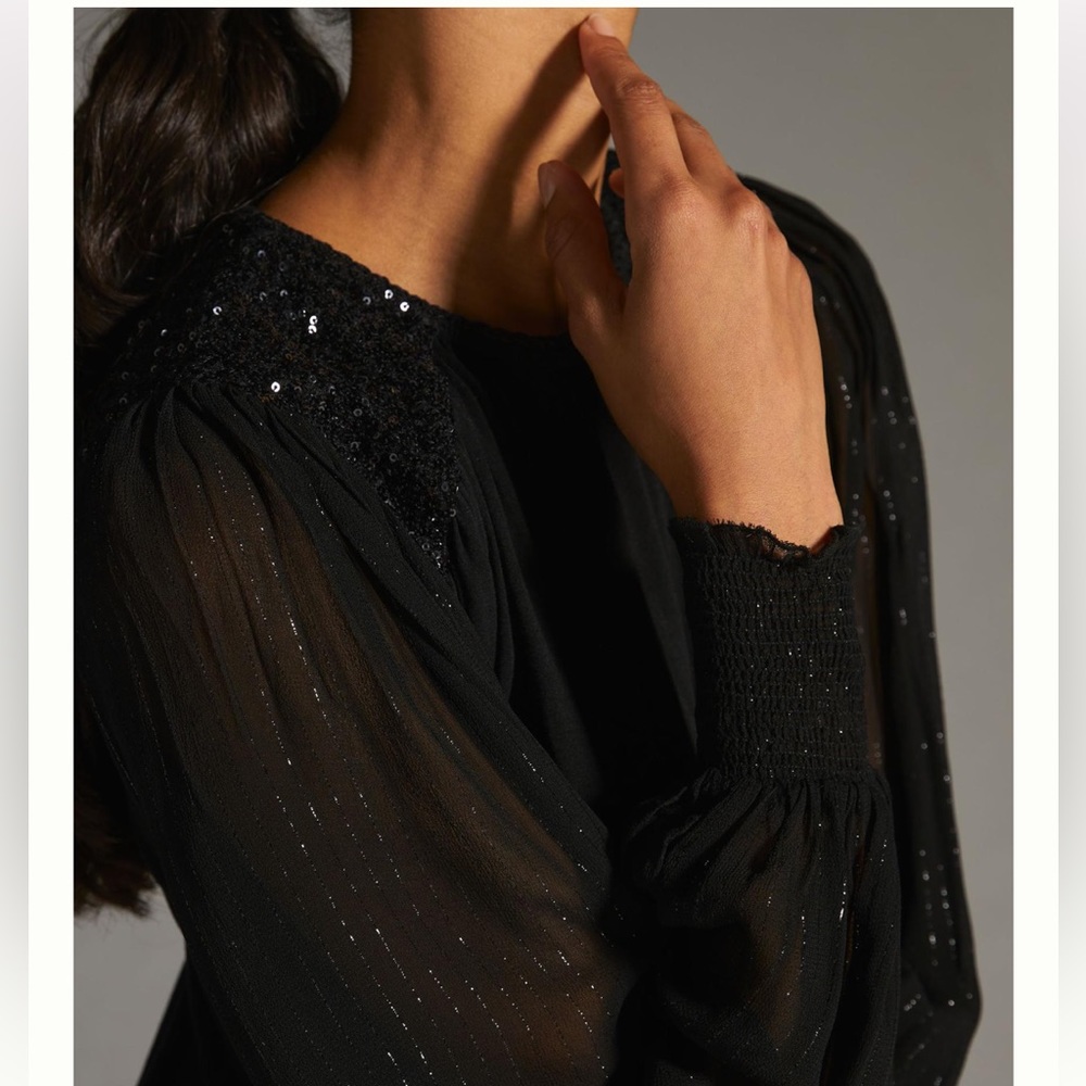 Anthropologie Bl-nk Sequin-Embellished Blouse - Picture 3 of 8